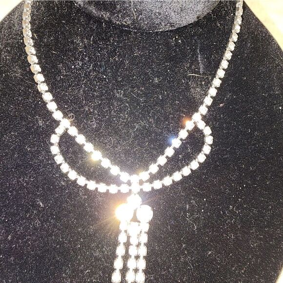 VINTAGE ART DECO HIGH END RHINESTONE RUNWAY 15" NECKLACE - Picture 3 of 5